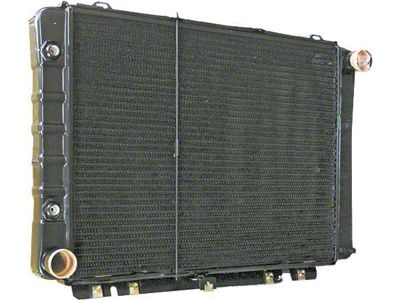 1964-1966 Ford Thunderbird Radiator, 17 High Core, Requires 90 Degree Tube & Flare Fitting for Trans Cooler Lines, Late