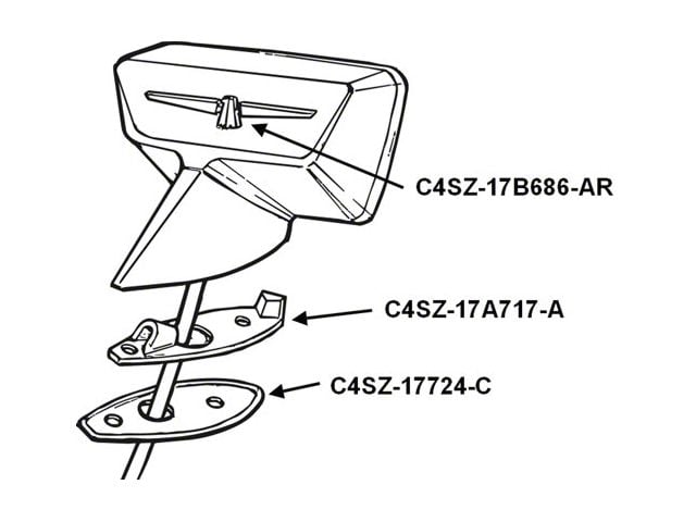 Outside Rear-view Mirror Emblem/ 64-66 T-bird