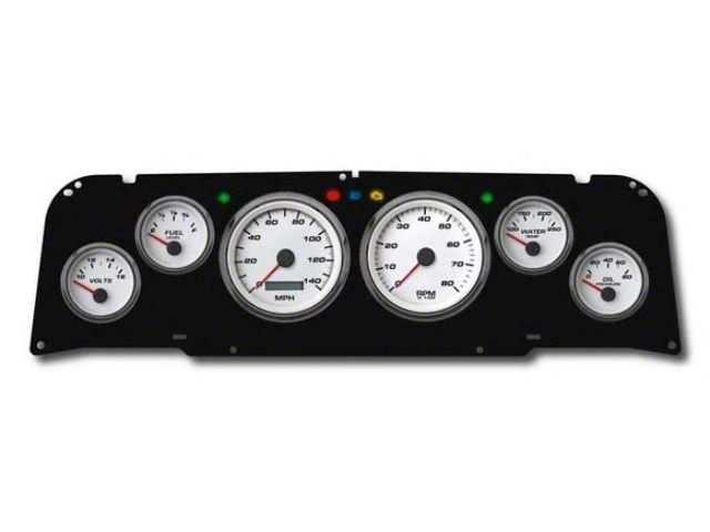 1964-1966 Chevrolet Truck New Vintage USA 6 Gauge Performance Series Package - 140 MPH Programmable Speedometer with Tachometer, Oil Pressure, Water Temp, Fuel and Volt Meter - White