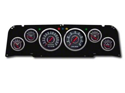 1964-1966 Chevrolet Truck New Vintage USA 6 Gauge Woodward Series Package - 140 MPH Programmable Speedometer with Tachometer, Oil Pressure, Water Temp, Fuel and Volt Meter - Black