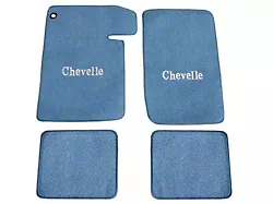 1964-1967 Chevelle ACC Floor Mats, Bright Blue, 4-Piece Set, 80/20 Loop With Logo