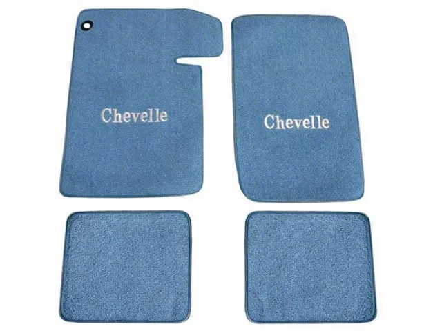 1964-1967 Chevelle ACC Floor Mats, Bright Blue, 4-Piece Set, 80/20 Loop With Logo