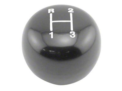 1964-1967 Mustang 3-Speed Floor Shift Knob, Black with White Shift Pattern