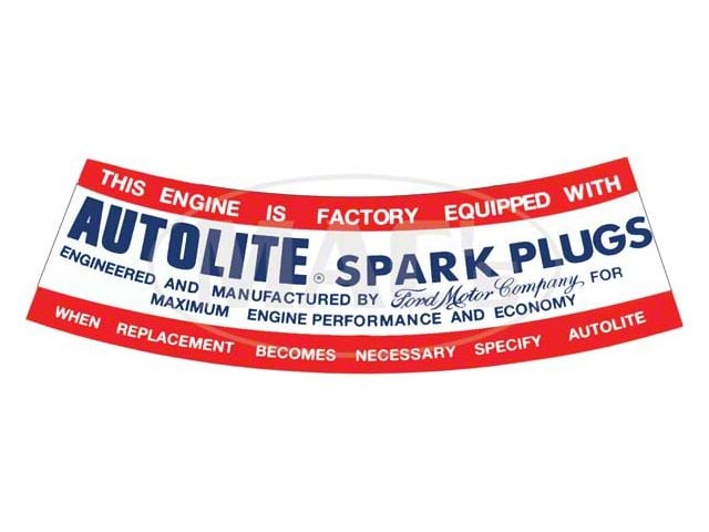 1964-1967 Mustang Autolite Spark Plug Air Cleaner Decal, V8