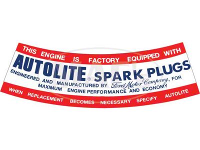 1964-1967 Mustang Autolite Spark Plug Air Cleaner Decal, V8