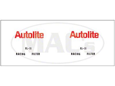1964-1970 Mustang Autolite F-11 Racing Oil Filter Decal
