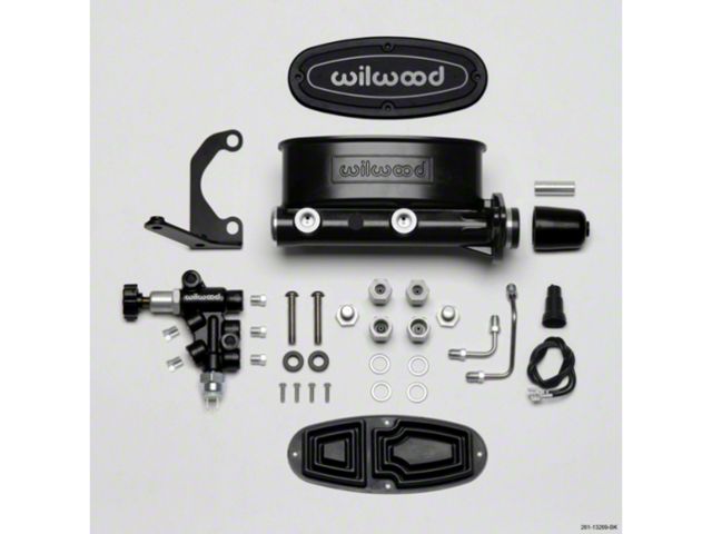 1964-1972 Lemans / GTO Wilwood Master Cylinder Kit, Tandem, Black Electrocoated Aluminum, with Bracket & Valve, 1.00 Bore