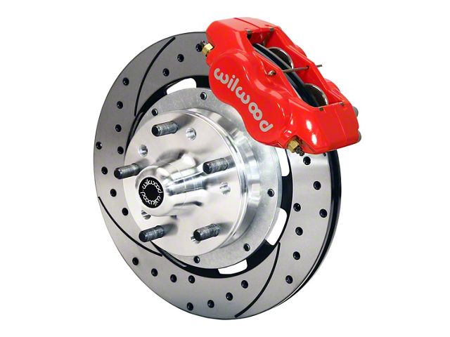 1964-1972 Skylark Wilwood Forged Dynalite Brake Front Brake Kit - Red Powder Coat Caliper - SRP Drilled & Slotted Rotor