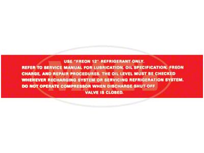 1964-1973 Mustang Air Conditioning Charge Decal