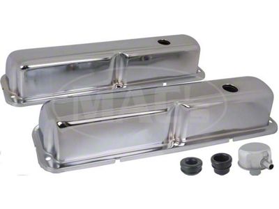 1964-1973 Mustang Chrome Valve Covers with Oil Cap and Tube, 390/427/428 V8