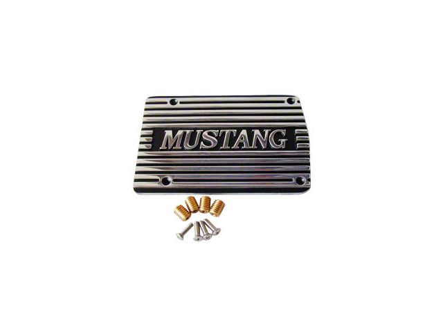 1964-1973 Mustang Polished Finned Aluminum A/C Compressor Cover with Mustang Lettering