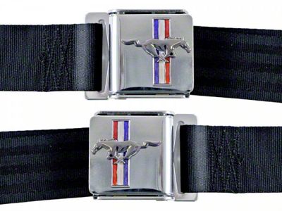 1964-1973 Mustang Seat Belts with Pony Emblems, Aqua