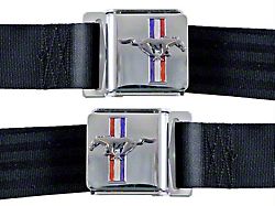 1964-1973 Mustang Seat Belts with Pony Emblems, Black