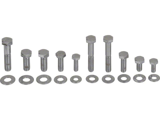 1964-1973 Mustang Stainless Steel Engine Hardware Kit, Small Block V8 with Standard Exhaust
