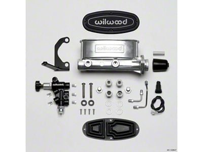 1964-1983 Chevelle Wilwood Master Cylinder Kit, Tandem, Ball Burnished Aluminum, with Bracket & Valve, 1.00 Bore