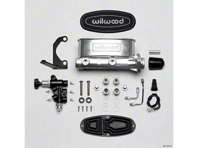 1964-1983 Chevelle Wilwood Master Cylinder Kit, Tandem, Ball Burnished Aluminum, with Bracket & Valve, 1 1/8 Bore