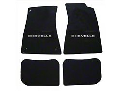 1964-67 Chevelle Lloyds Ultimat Black Front/Rear Floor Mats Silver Chevelle Logo