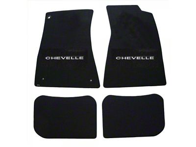 1964-67 Chevelle Lloyds Ultimat Black Front/Rear Floor Mats Silver Chevelle Logo