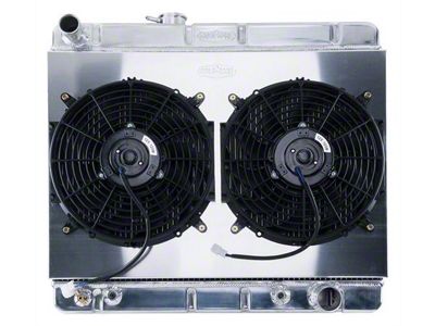 1964-67 Lemans / GTO Without A/C Cold Case Super Duty Performance Aluminum Radiator & Dual 12 Fan Kit, Big 2 Row, Automatic Transmission