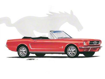 1964 Mustang Convertible Limited Edition Print, Red