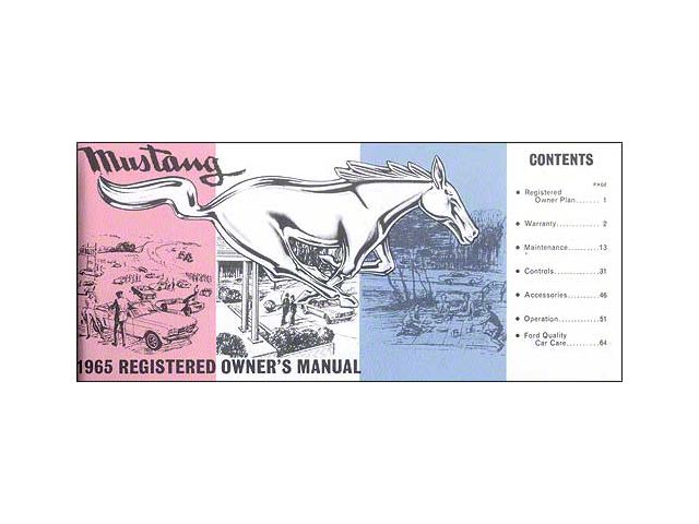 1964 Mustang Owner's Manual, Early Version with Alternate Cover, 72 Pages