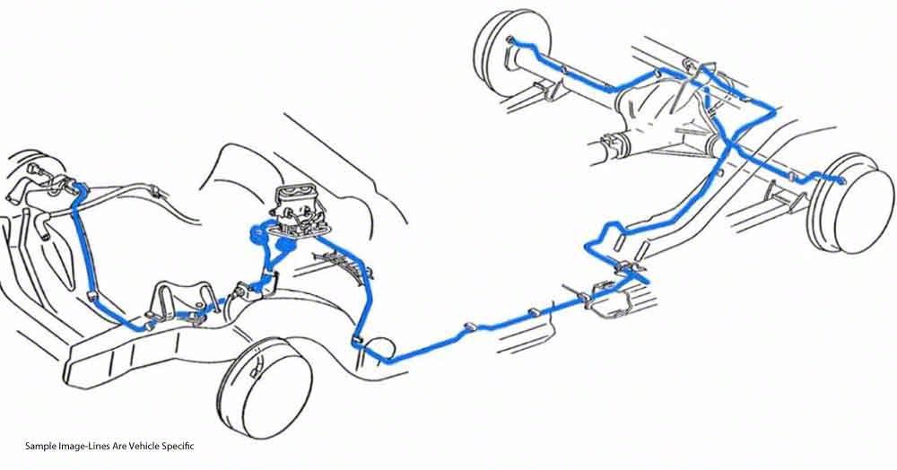 Ecklers Manual Drum Full Brake Line Set 6pc, V8, Convertible, Side