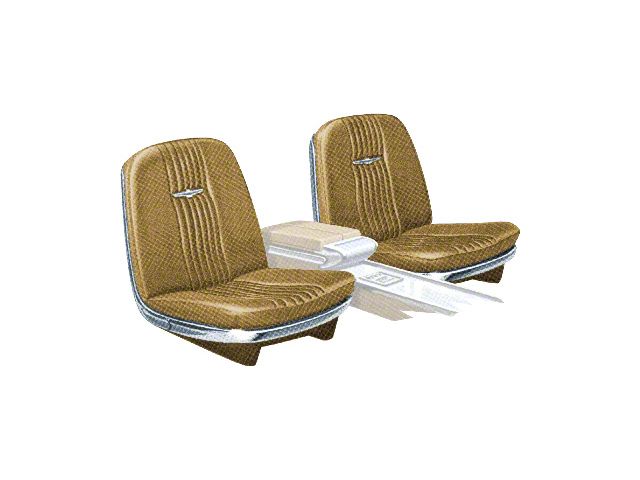 1964 Ford Thunderbird Front Bucket Seat Covers, Vinyl, Medium Palomino 44, Trim Codes 59 & 59A, Without Reclining Passenger Seat