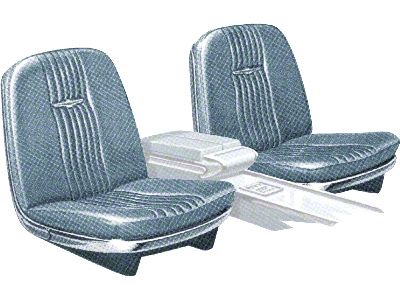 1964 Ford Thunderbird Front Bucket Seat Covers, Vinyl, Light Silver Blue 27, Trim Codes 51 & 51A & 51B, Without Reclining Passenger Seat