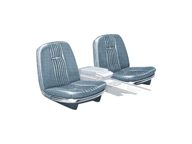 1964 Ford Thunderbird Front Bucket Seat Covers, Vinyl, Light Silver Blue 27, Trim Codes 51 & 51A & 51B, Without Reclining Passenger Seat