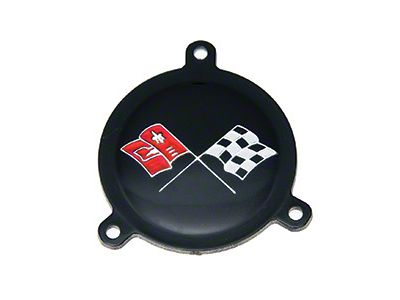 1965-1966 Corvette Wheel Spinner Emblem With Black Upper Square