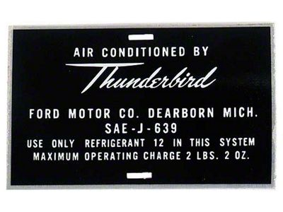 1965-1966 Ford Thunderbird Aluminum Air Conditioner Hose Tag