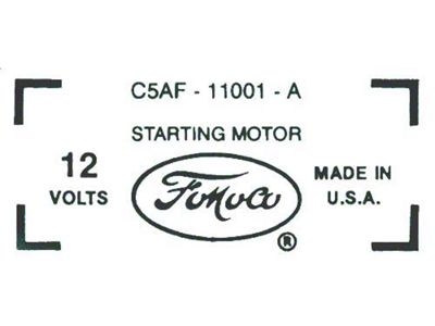 1965-1966 Ford Thunderbird Starter Decal, 390/428 V8