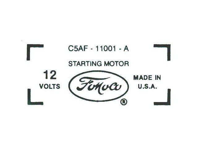 1965-1966 Ford Thunderbird Starter Decal, 390/428 V8