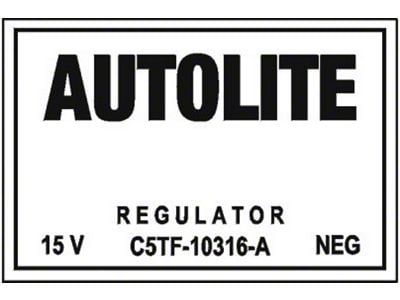 1965-1966 Ford Thunderbird Voltage Regulator Decal for Cars with A/C