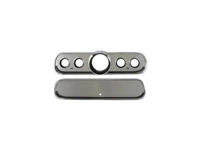 1965-1966 Mustang Deluxe Interior Brushed Aluminum Instrument Bezel Set with Glove Box Door