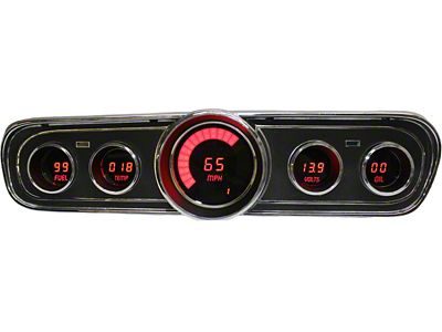 1965-1966 Mustang Direct-Fit Digital Gauge Kit with Torch Red Display