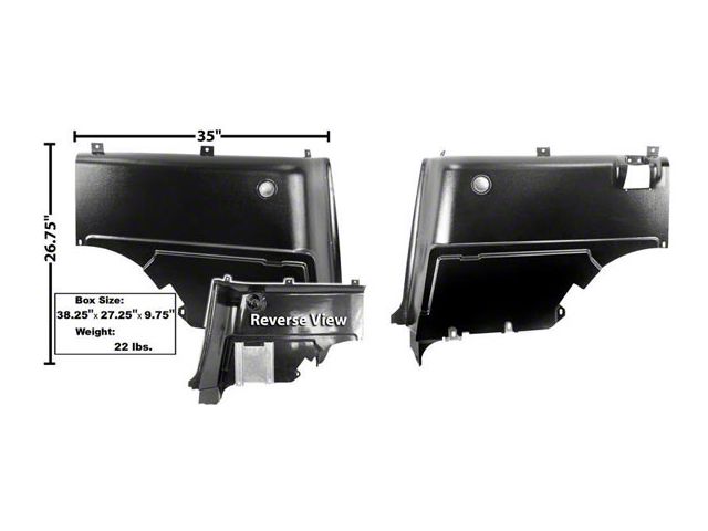 1965-1966 Mustang Fastback Plastic Lower Interior Quarter Trim Panels, Pair