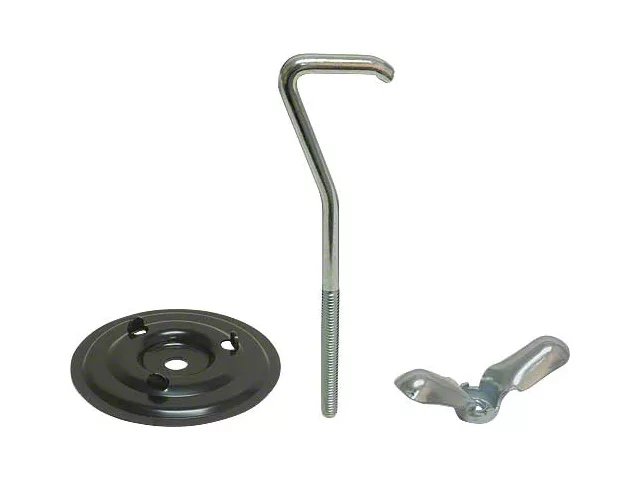 1965-1966 Mustang Spare Tire Hold Down Kit with J-Hook, 3 Pieces (Used from late 1965 through 1966)