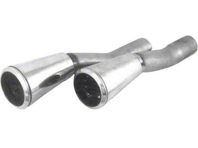 1965-1966 Mustang Stainless Steel Trumpet Exhaust Tips with Louvered Caps, Concours Quality