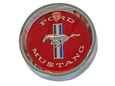 1965-1966 Mustang Styled Steel Wheel Hubcap with Red Background