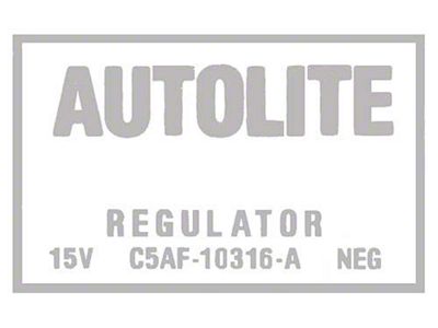 1965-1966 Mustang Voltage Regulator Decal for Cars without A/C