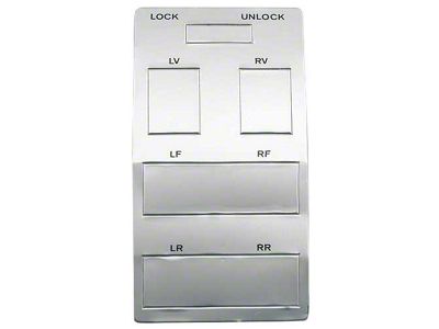 1965-1966 Ford Thunderbird Power Window Switch Plate Insert, Frt And Rr Pwr Wind & Pwr Vent Wind With Lockout, 5 Holes For 7 Switches