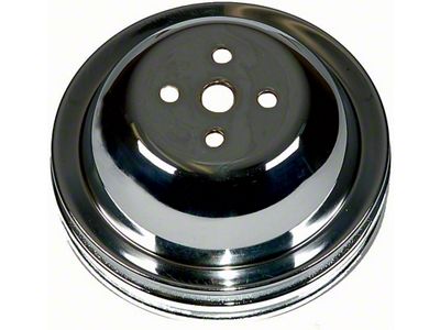 1965-1968 Chevelle Water Pump Pulley, Big Block, Double Groove, Chromed Steel , For Cars With Short Water Pump