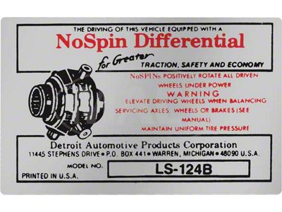 1965-1973 Mustang Detroit Locker Nospin Differential Glove Box Decal