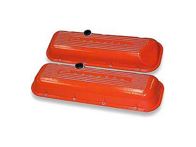 1965-1974 Corvette Valve Covers Big Block Aluminum Finned Orange