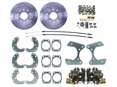 1965-1978 Mustang 8.8 or 9 Rear End Disc Brake Kit with E-Brake and Drilled and Slotted Rotors