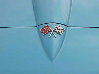 1965 Corvette Front Emblem Crossed-Flags Show Correct