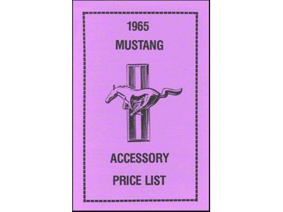 1965 Mustang New Car Accessory Price List