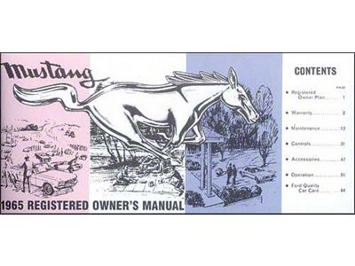 1965 Mustang Owner's Manual, 72 Pages