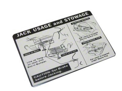 1965 Pontiac GTO Jack Instruction Decal 1pc